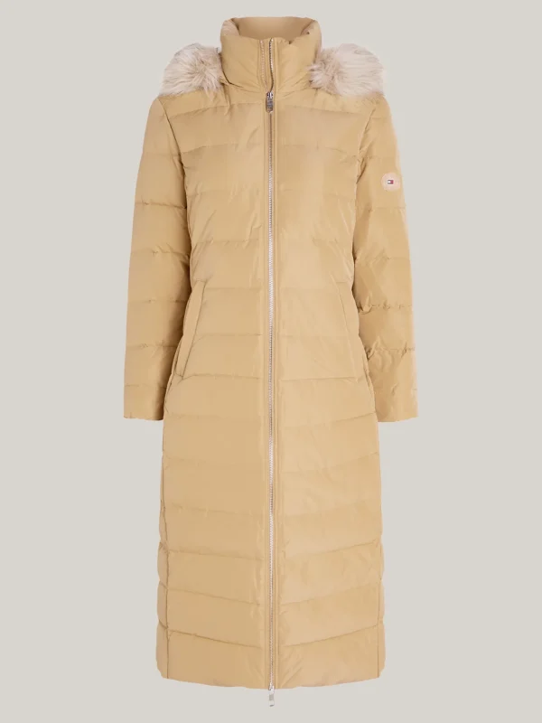 Tommy Hilfiger Longline-Daunenmantel mit Kapuze CLASSIC KHAKI Clearance