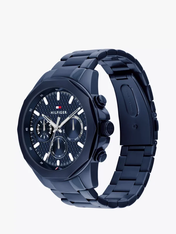 Tommy Hilfiger Marineblaue Uhr mit geometrischem Zifferblatt BLUE Cheap