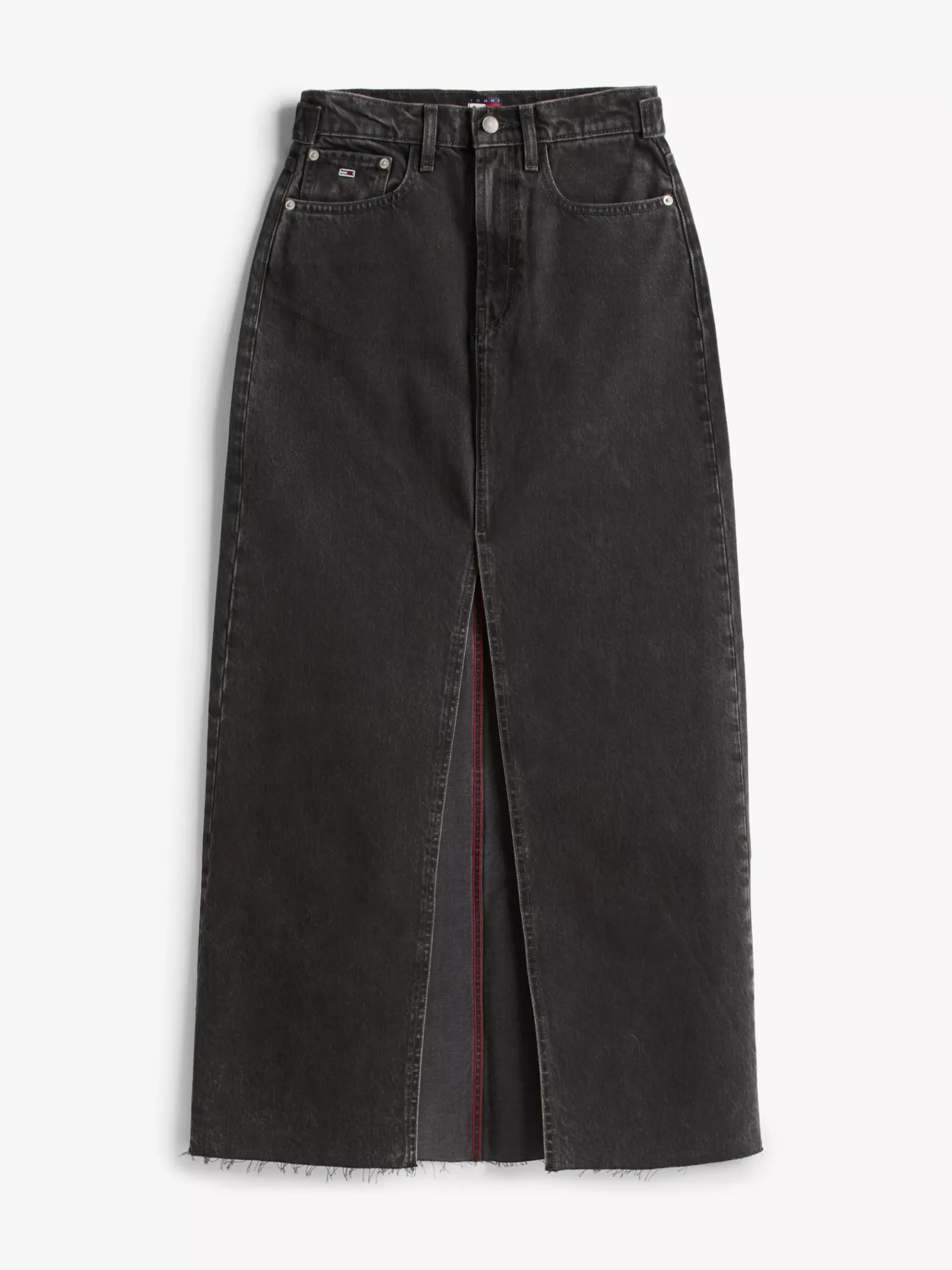 Tommy Hilfiger Maxi-Jeanskleid mit unvernähtem Saum DENIM BLACK New