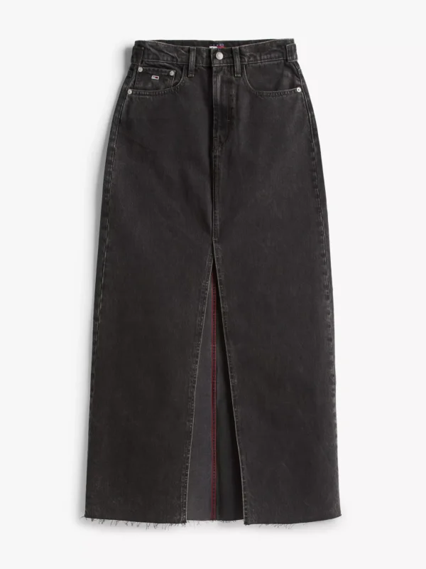 Tommy Hilfiger Maxi-Jeanskleid mit unvernähtem Saum DENIM BLACK New
