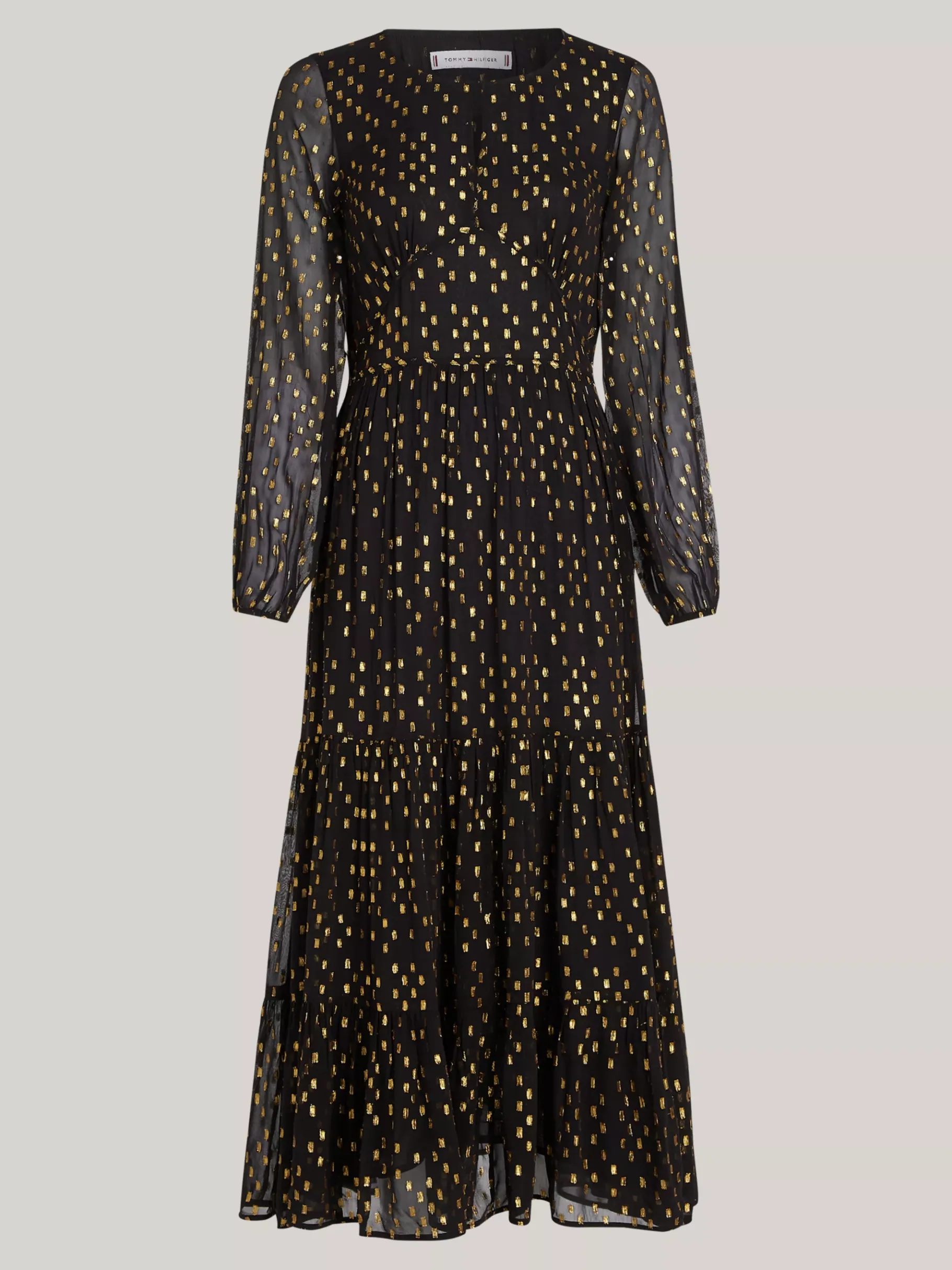 Tommy Hilfiger Maxi-Kleid mit Metallic-Stickerei BLACK Clearance