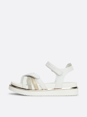 Tommy Hilfiger Metallic-Sandale mit Glitzer-Riemen WHITE/PLATINUM Outlet