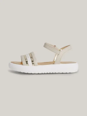 Tommy Hilfiger Metallic-Sandale mit Klettverschluss und Logo BEIGE Discount