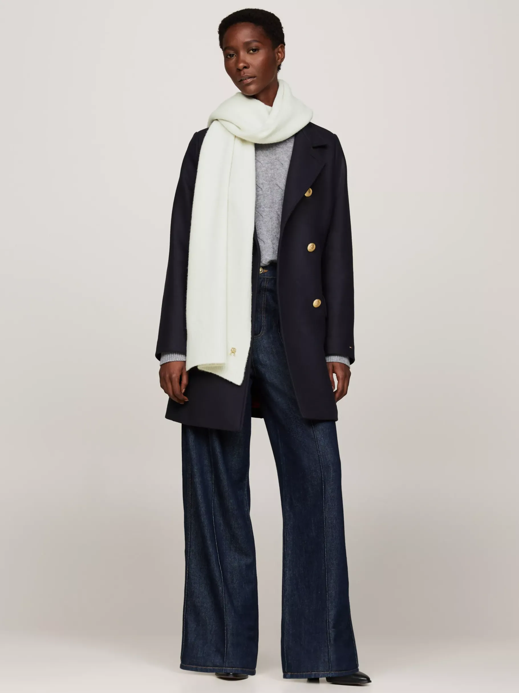 Tommy Hilfiger Metallic-Schal mit TH-Monogramm ANCIENT WHITE Cheap