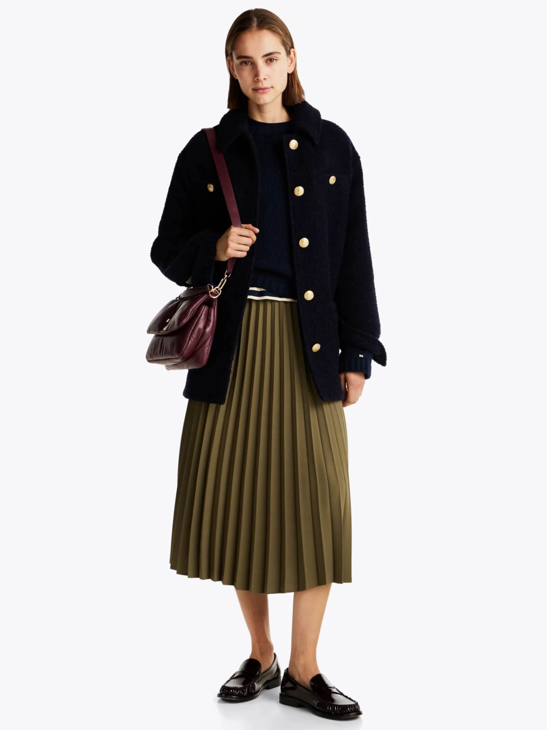 Tommy Hilfiger Midi-Faltenrock UTILITY OLIVE Best