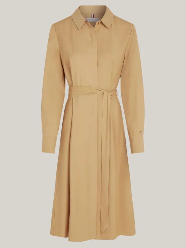 Tommy Hilfiger Midi-Hemdkleid mit Bindeband CLASSIC KHAKI Online