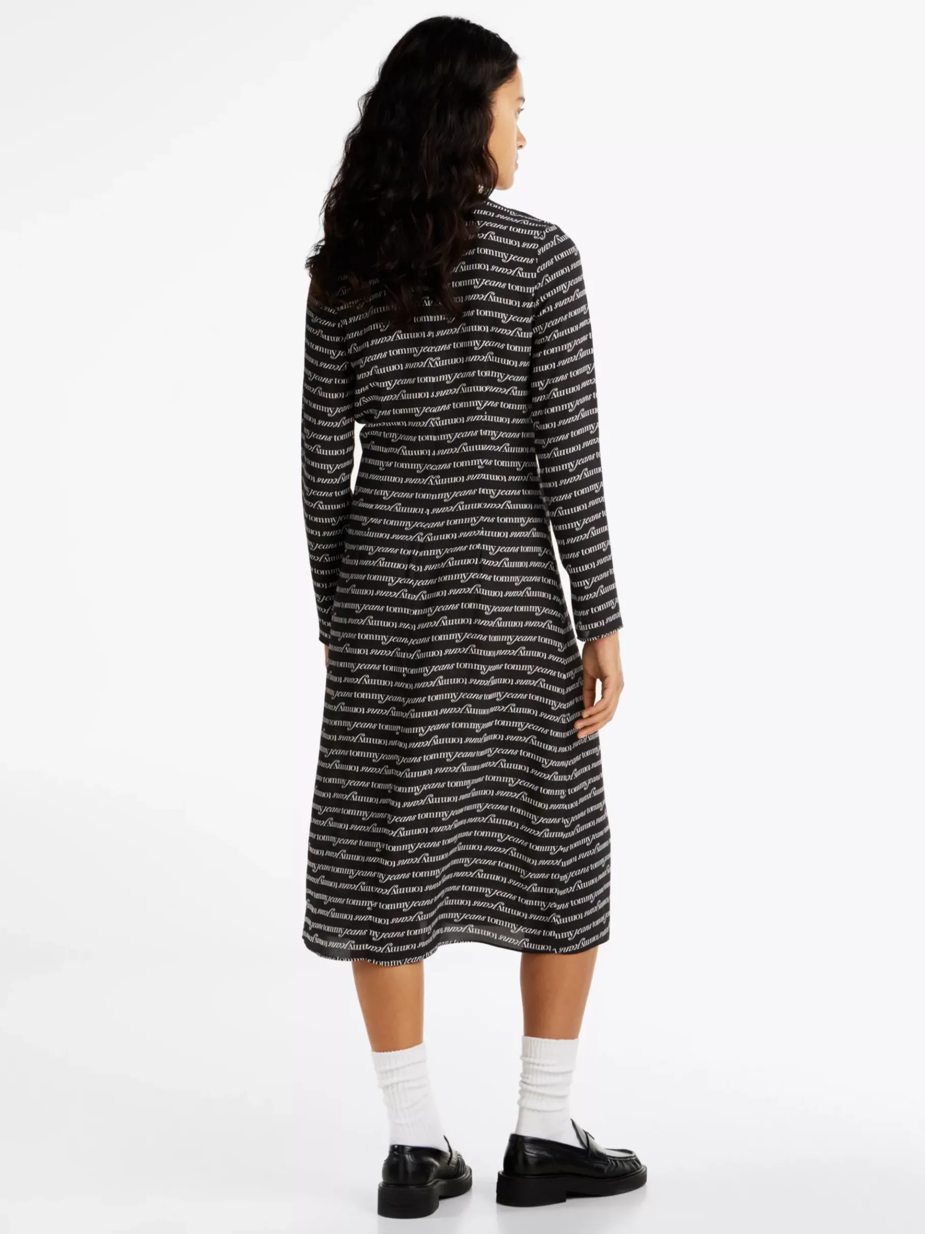Tommy Hilfiger Midikleid mit Logoprint BLACK HYBRID LOGO AOP Hot