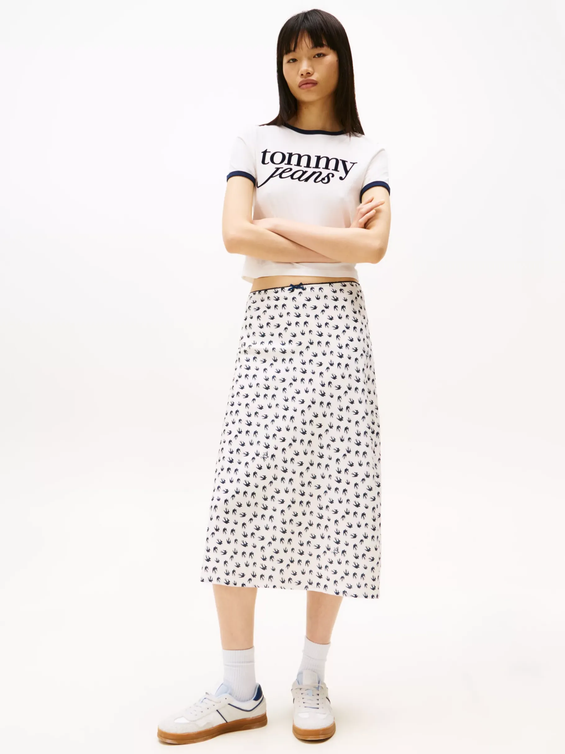 Tommy Hilfiger Midi-Rock mit Besatz WHITE BIRD AOP Shop
