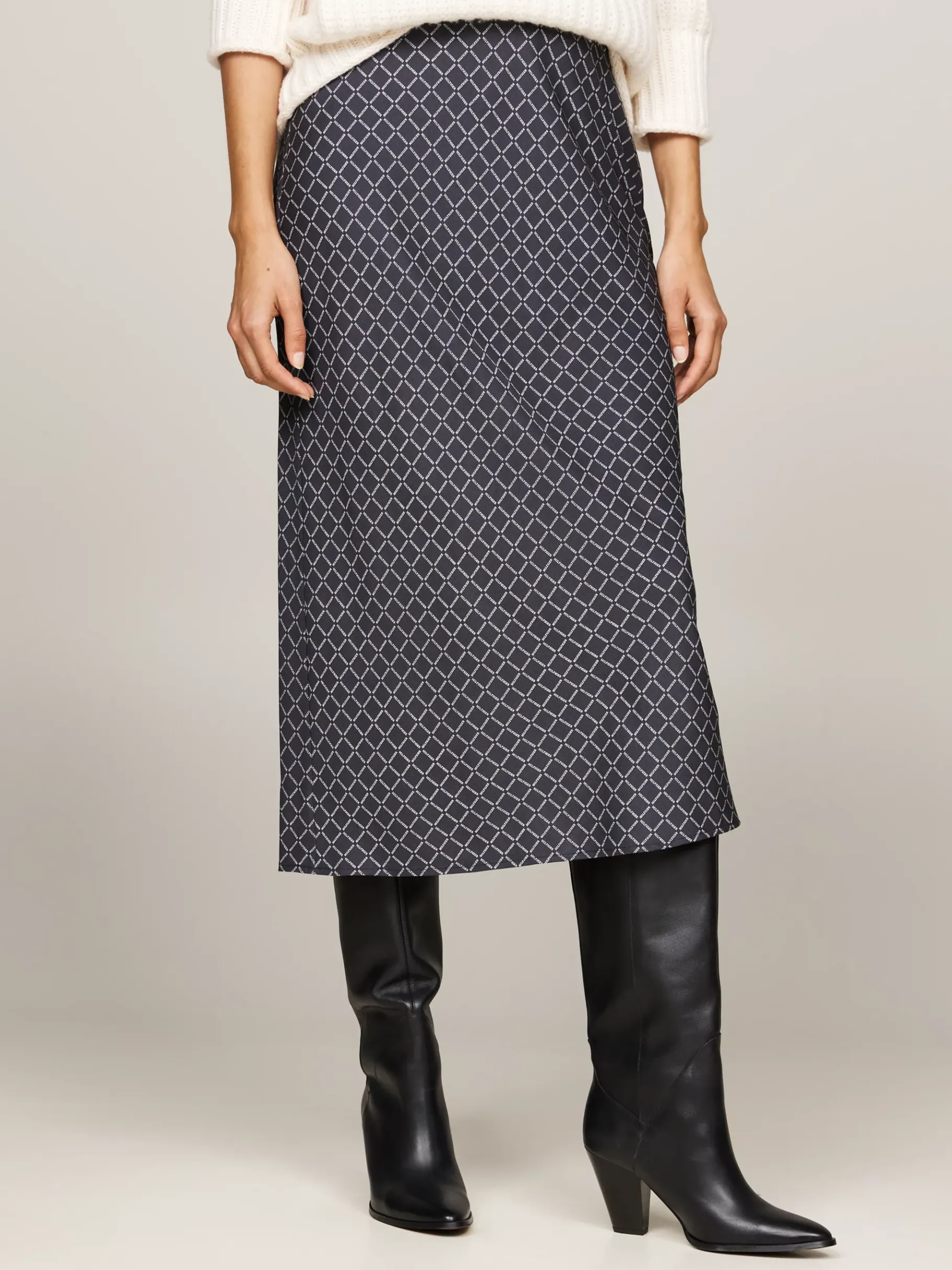 Tommy Hilfiger Midi-Rock mit Logoprint DIAMOND MONOTYPE/ MILITARY DENIM New