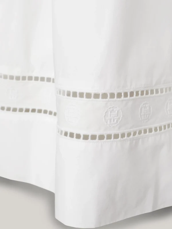 Tommy Hilfiger Midi-Rock mit TH-Monogramm und Lochstickerei TH OPTIC WHITE Outlet