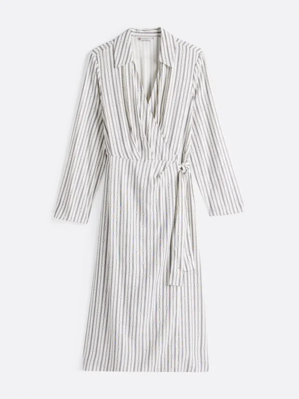 Tommy Hilfiger Midi-Wickelkleid mit V-Ausschnitt und Kragen GR FLAG STP/DARK NIGHT NAVY/ IVORY Best Sale