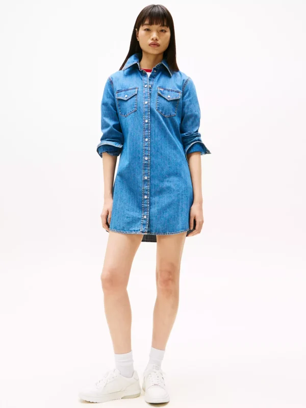 Tommy Hilfiger Mini-Hemdkleid aus Denim DENIM MEDIUM New