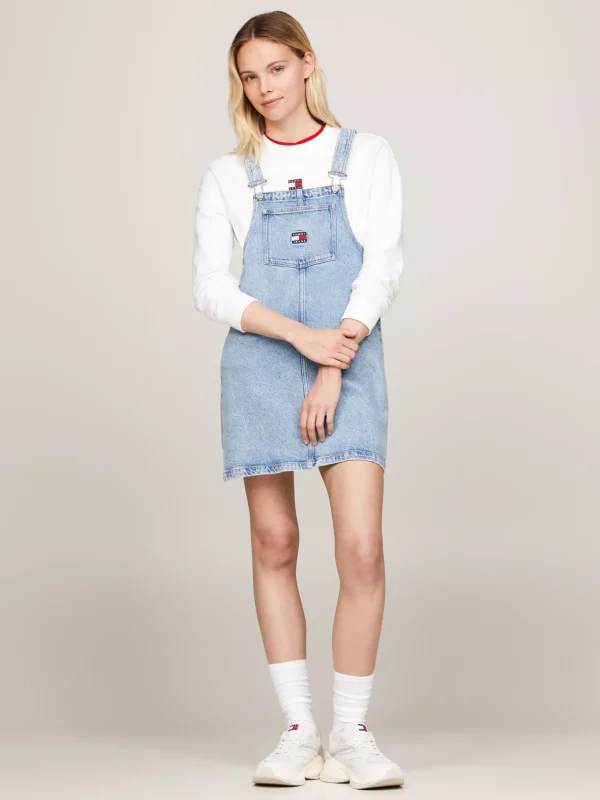 Tommy Hilfiger Mini-Latzkleid aus Denim DENIM LIGHT Online