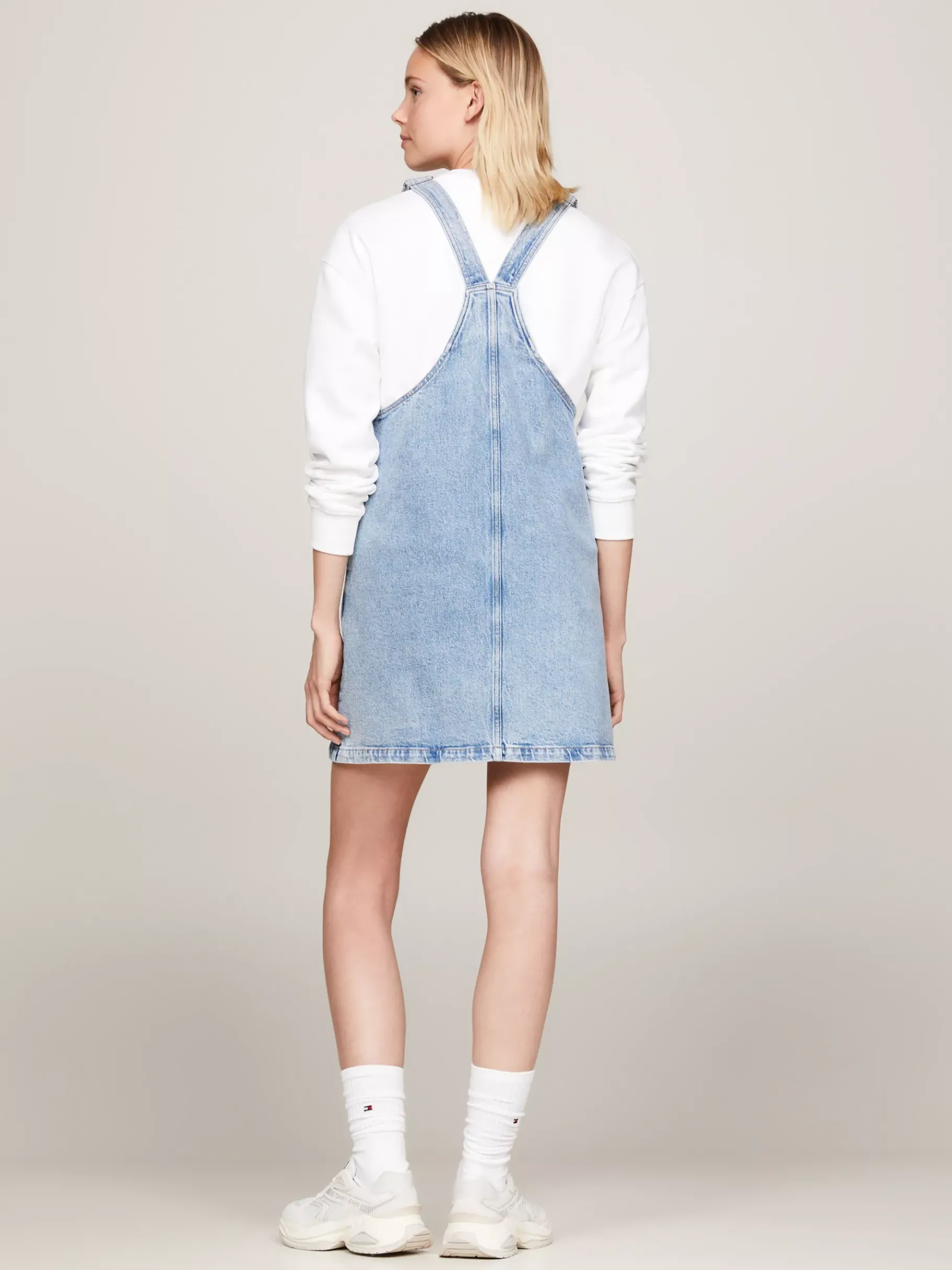 Tommy Hilfiger Mini-Latzkleid aus Denim DENIM LIGHT Online