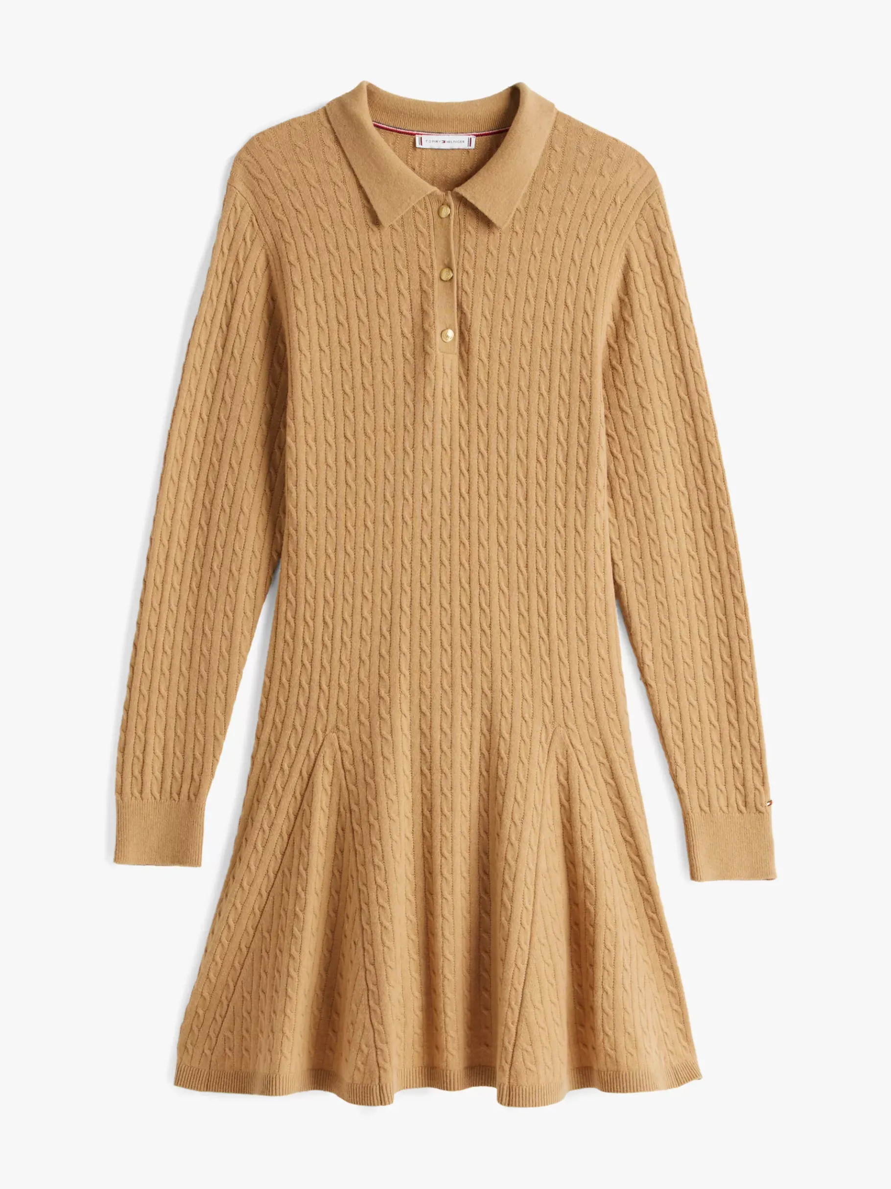 Tommy Hilfiger Mini-Polokleid mit Zopfstrickmuster SAFARI CANVAS Flash Sale