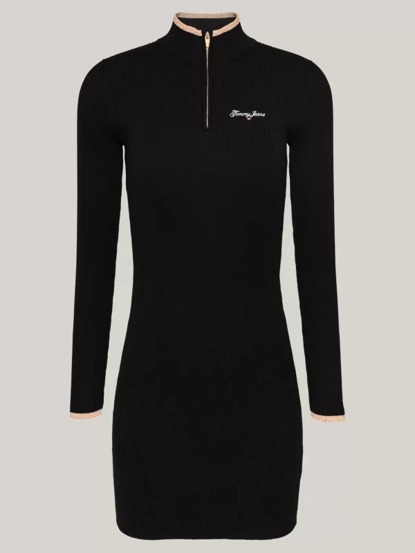 Tommy Hilfiger Mini-Pulloverkleid mit Metallic-Streifen BLACK Online