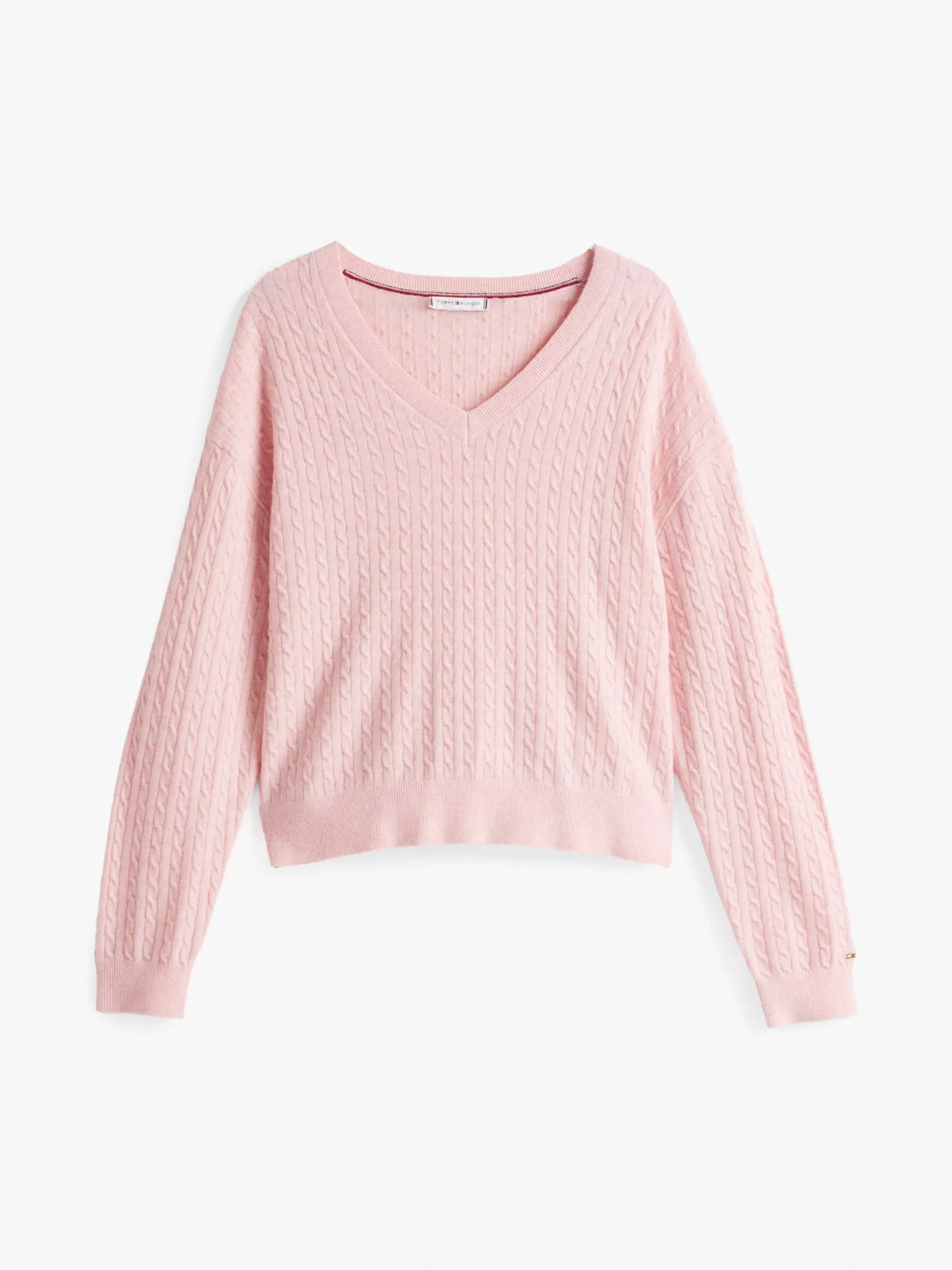 Tommy Hilfiger Mini-Zopfstrick-Pullover mit Wolle FOGGY PINK HTR Discount