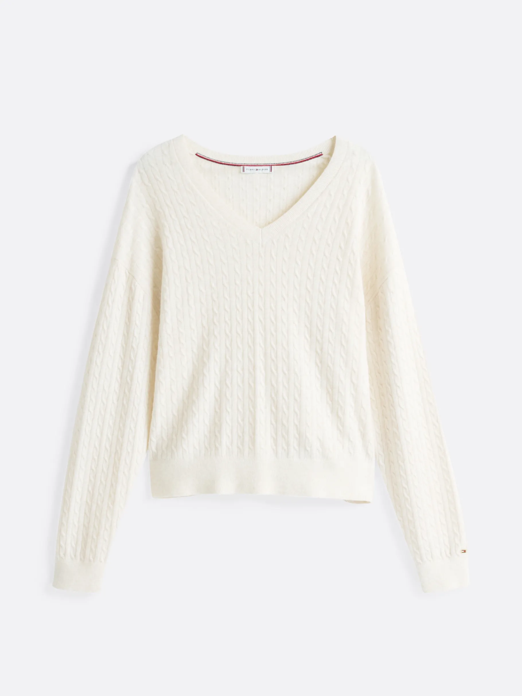 Tommy Hilfiger Mini-Zopfstrick-Pullover mit Wolle HEATHER IVORY PETAL Cheap