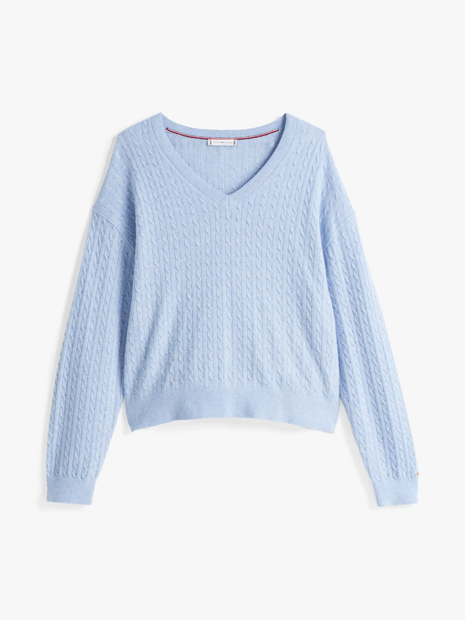 Tommy Hilfiger Mini-Zopfstrick-Pullover mit Wolle VESSEL BLUE HEATHER Cheap