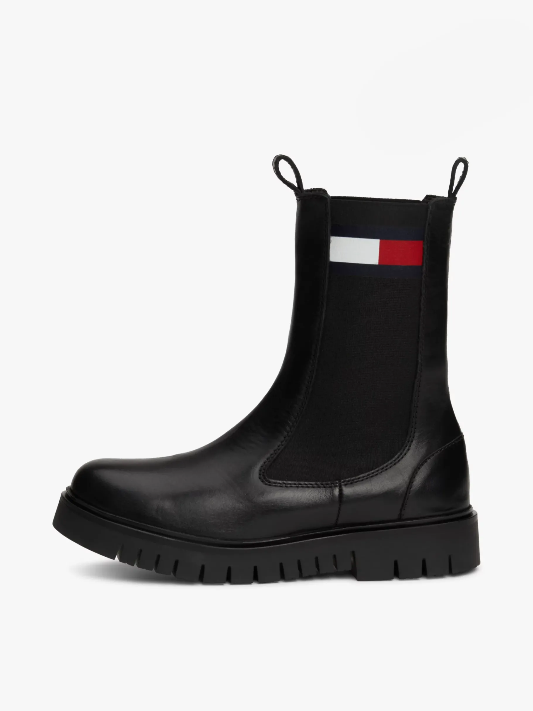 Tommy Hilfiger Mittelhoher Chelsea-Boot aus Leder BLACK Clearance