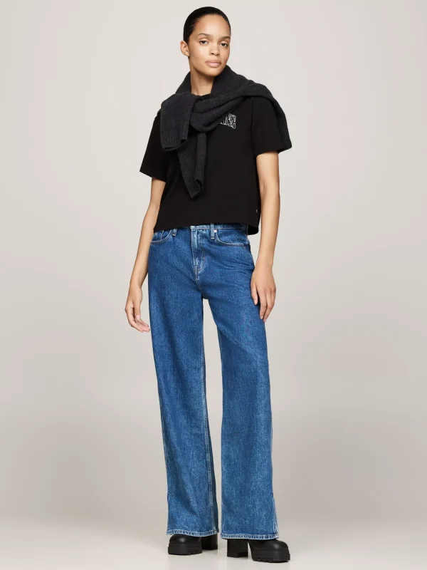 Tommy Hilfiger Mittelhoher Lederstiefel mit Blockabsatz BLACK Clearance