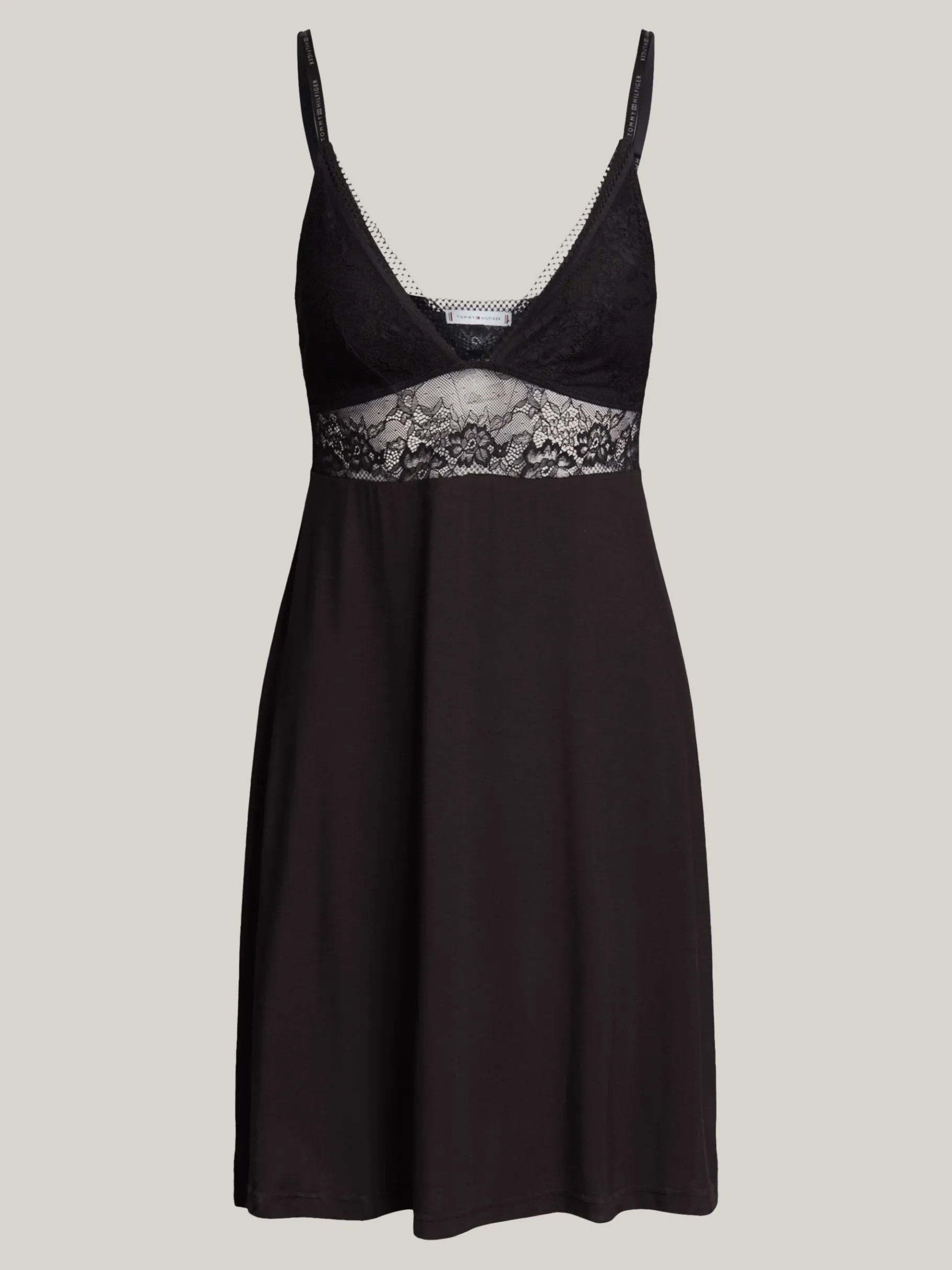 Tommy Hilfiger Nachthemd aus Stretch-Modal mit Blumenspitze BLACK Hot