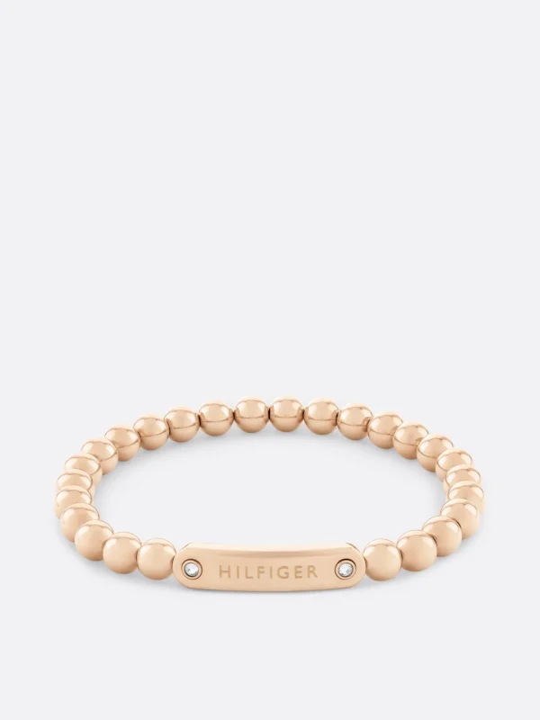 Tommy Hilfiger Nelkenvergoldetes Perlen-Armband mit Logo ROSE GOLD Flash Sale