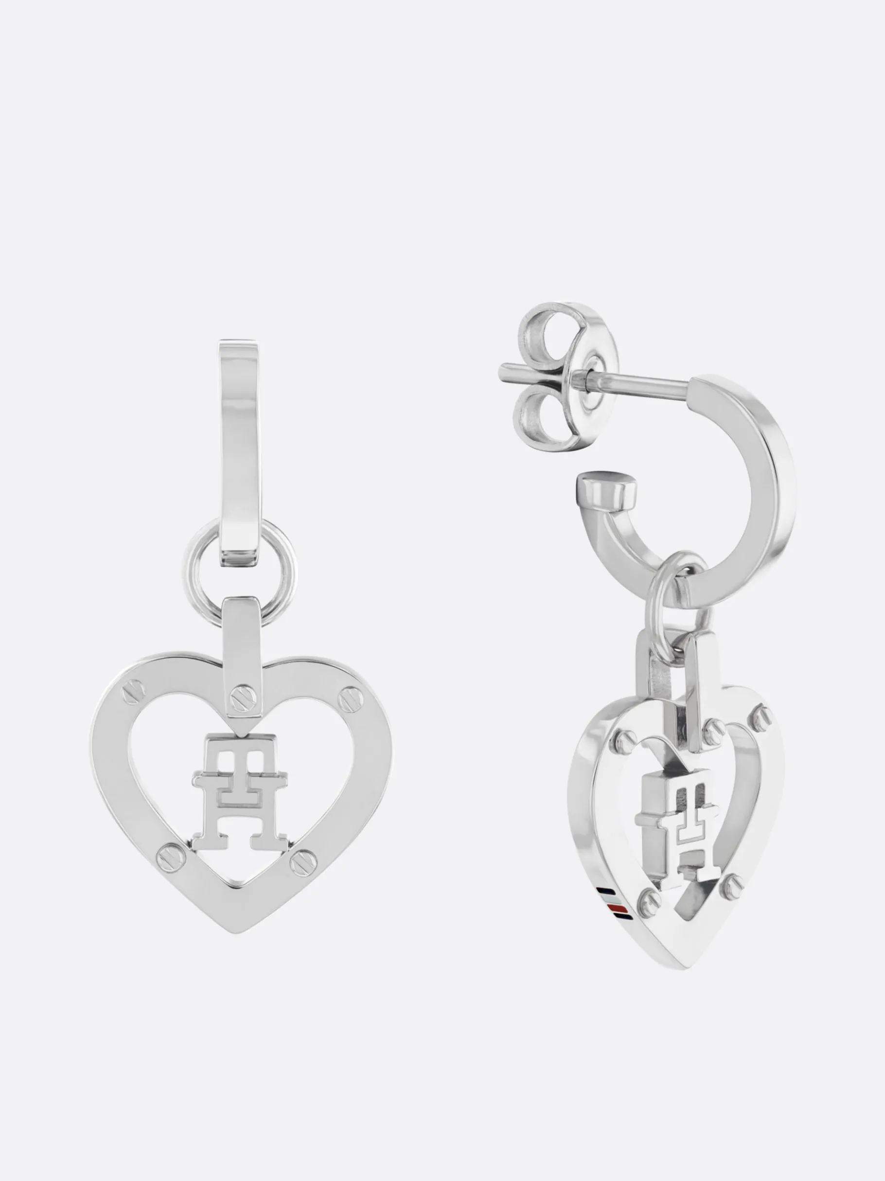 Tommy Hilfiger Ohrringe aus Edelstahl mit TH-Monogramm-Herz SILVER Flash Sale