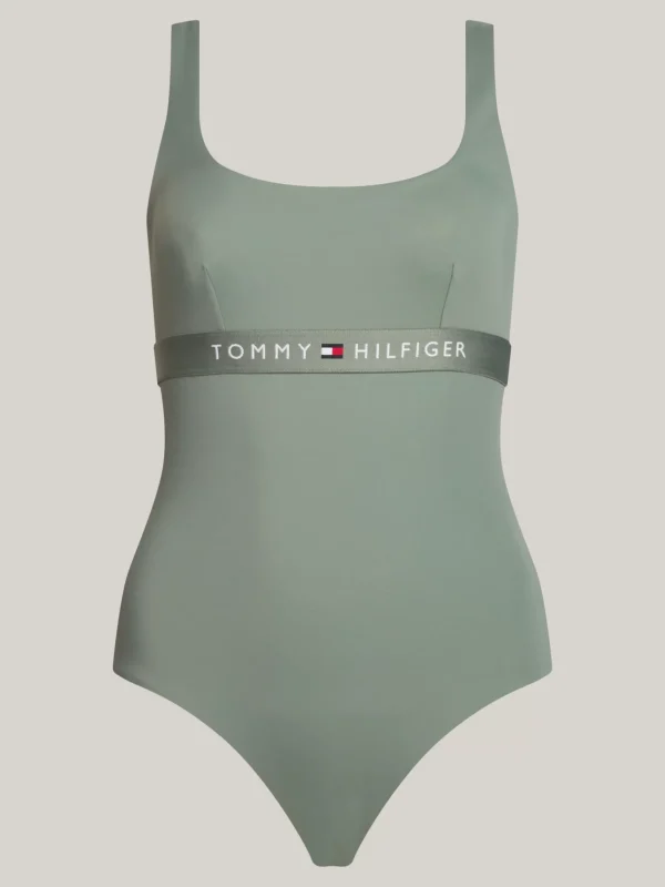 Tommy Hilfiger Original Badeanzug mit quadratischem Ausschnitt STONEWASH GREEN Outlet