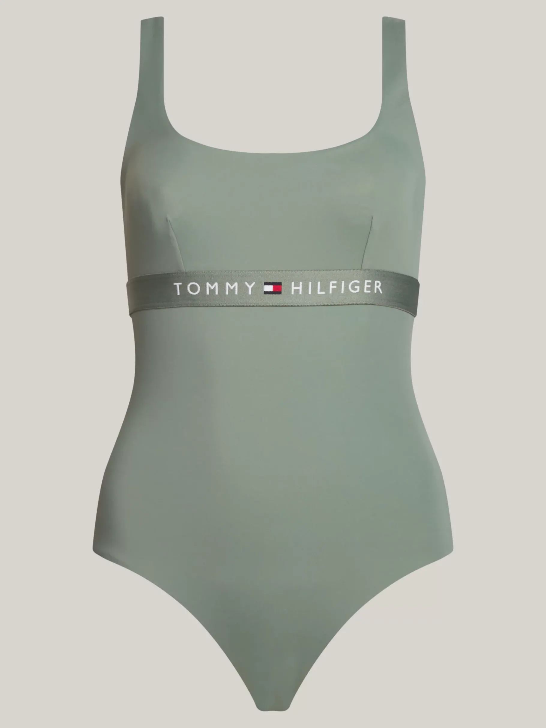 Tommy Hilfiger Original Badeanzug mit quadratischem Ausschnitt STONEWASH GREEN Outlet