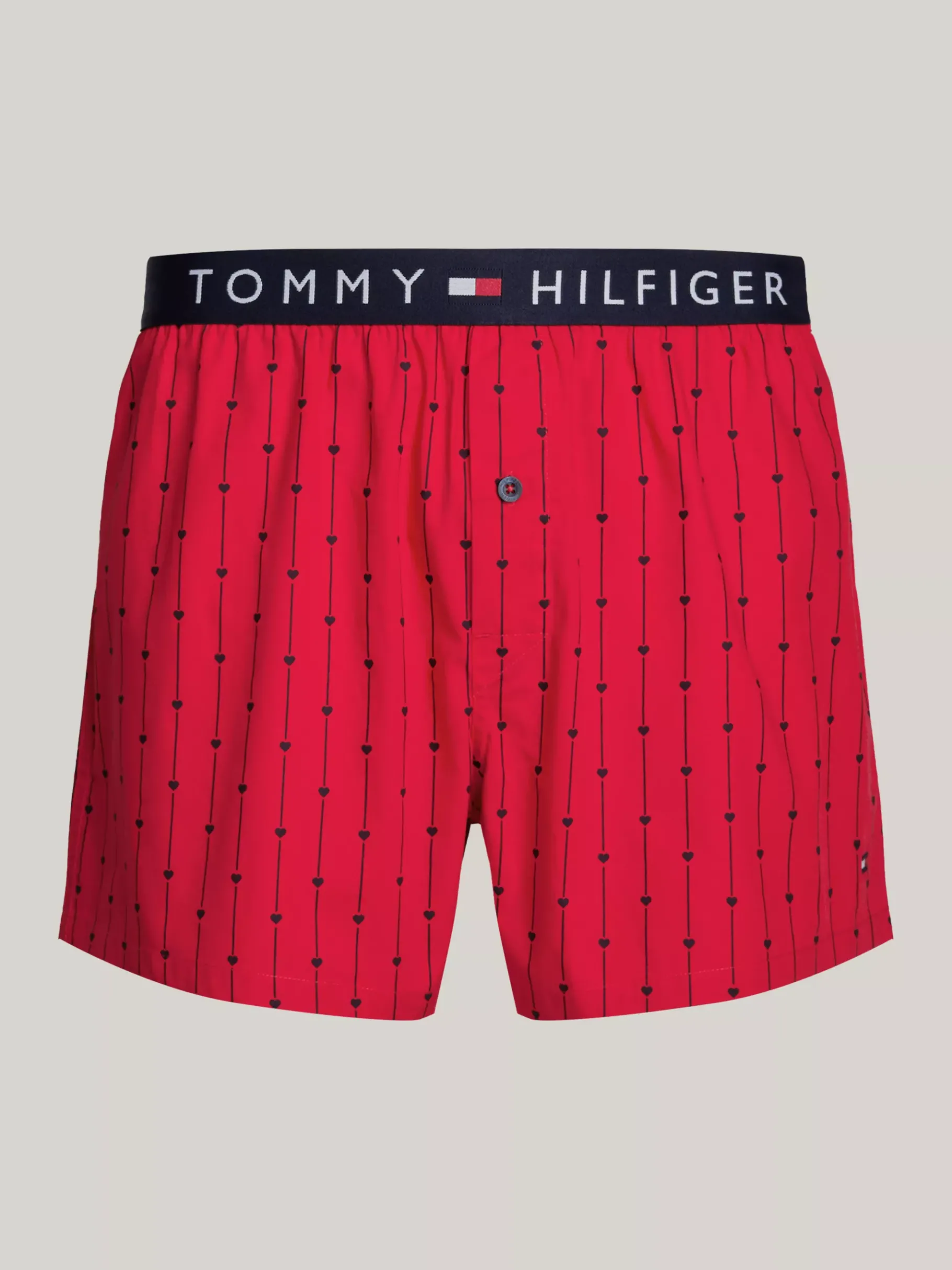 Tommy Hilfiger Original gewebte Boxershorts PINSTRIPE HEARTS PRIMARY RED AOP Outlet