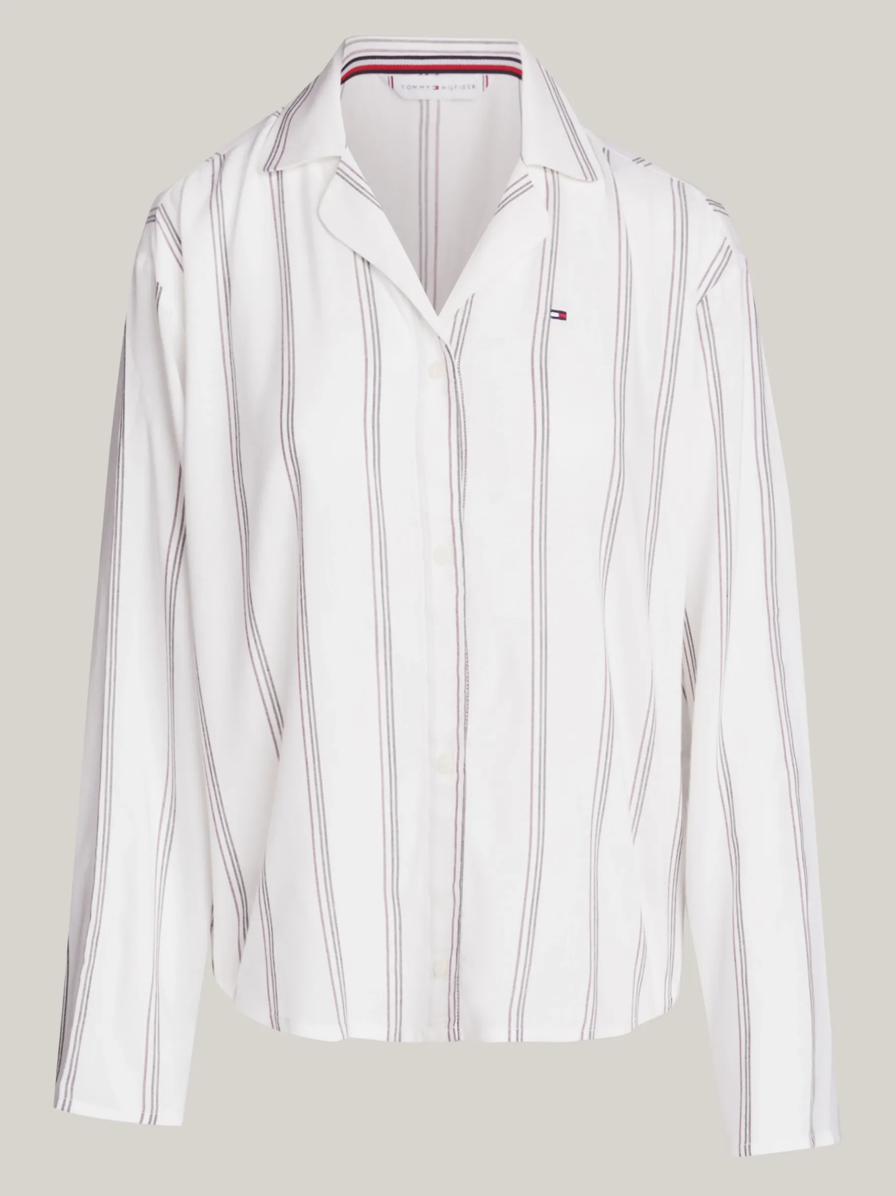 Tommy Hilfiger Original gewebtes Pyjama-Oberteil THIN STRIPES IVORY Discount