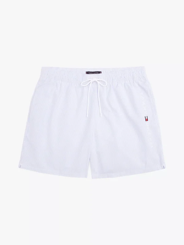 Tommy Hilfiger Original mittellange gestreifte Badeshorts ITHACA WHITE SWEET BLUE Clearance