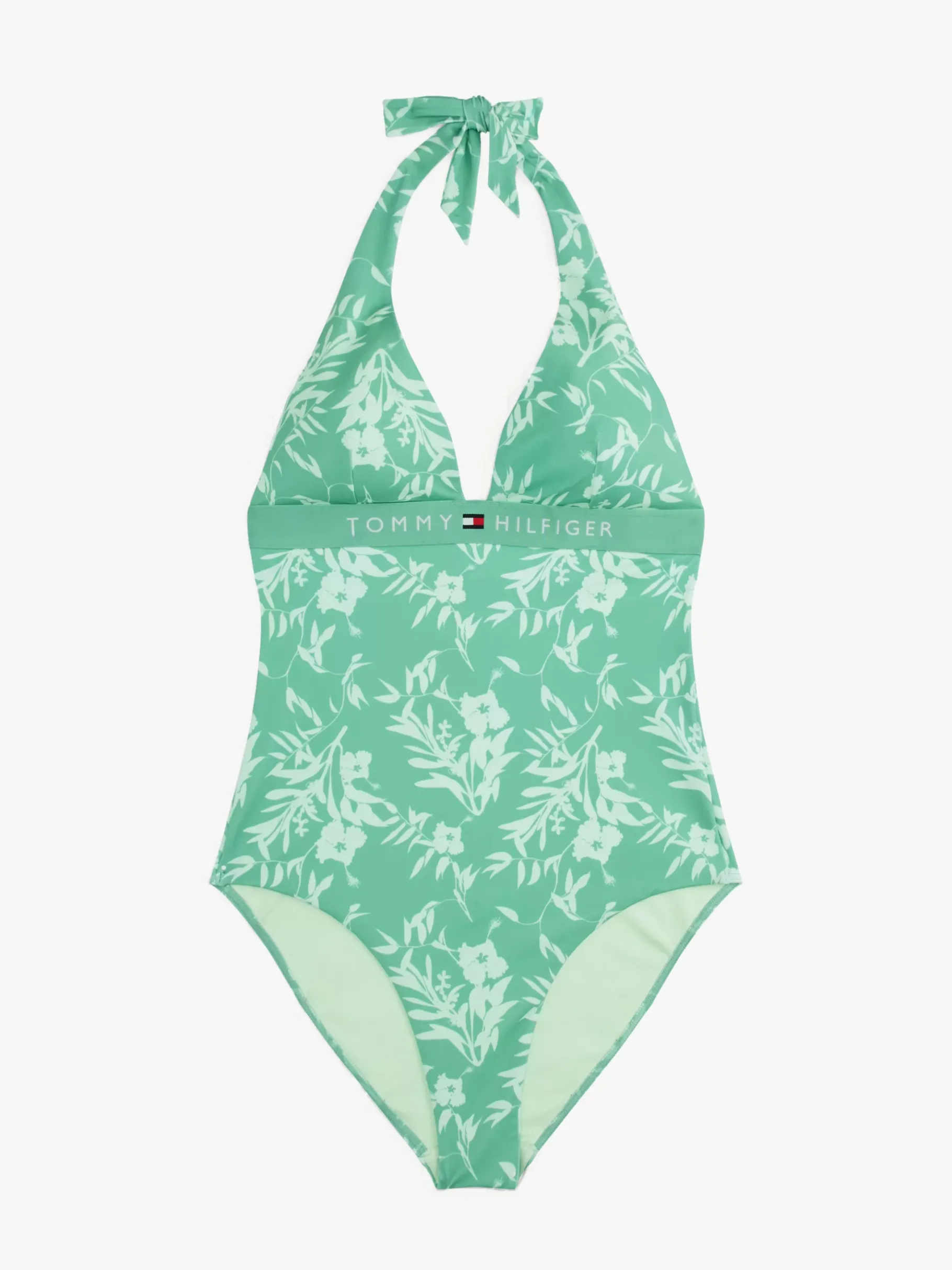 Tommy Hilfiger Original Neckholder-Badeanzug FLORAL TROPIC AOP FORT GREEN Best