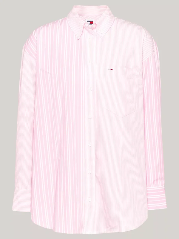 Tommy Hilfiger Oversized Fit Hemd mit Streifenmix BALLET PINK / MULTI Best Sale