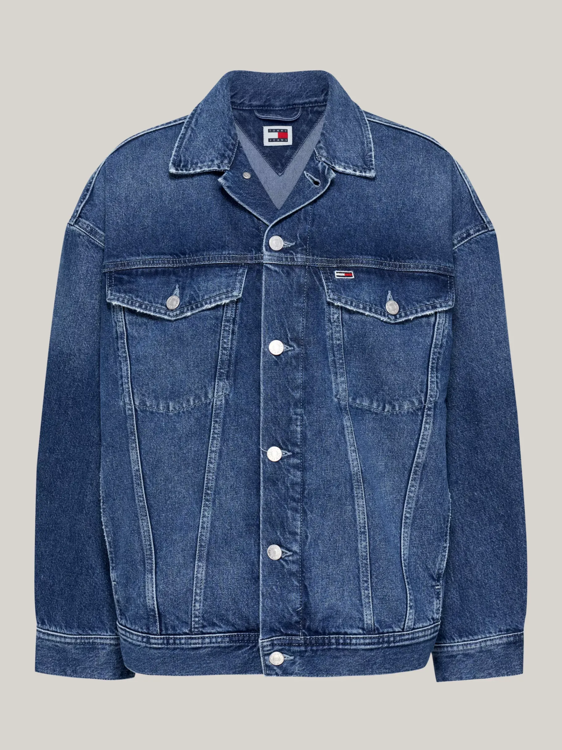 Tommy Hilfiger Oversized Fit Jeansjacke mit Logo hinten DENIM MEDIUM Sale