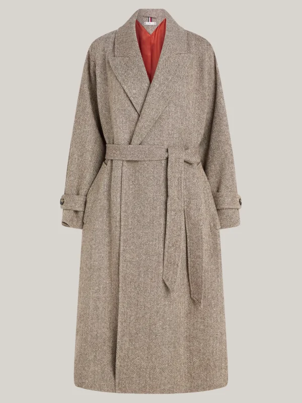 Tommy Hilfiger Oversized Fit Trenchcoat aus reiner Wolle CASUAL WOVENS HERRINGBONE Flash Sale