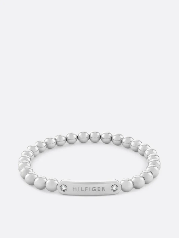Tommy Hilfiger Perlen-Armband aus Edelstahl mit Logo SILVER Clearance