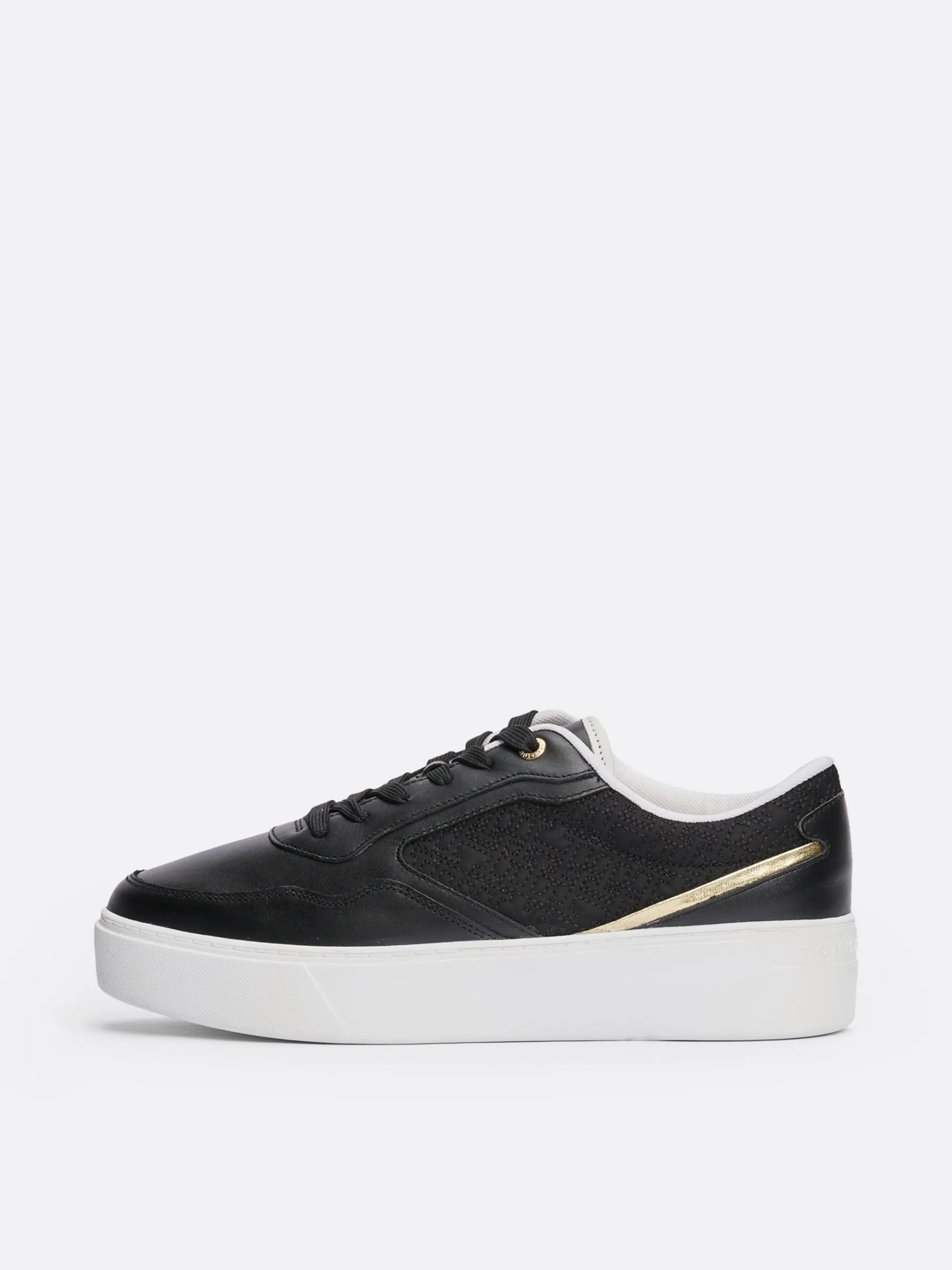 Tommy Hilfiger Plateau-Sneaker aus Leder mit TH-Monogramm BLACK Store