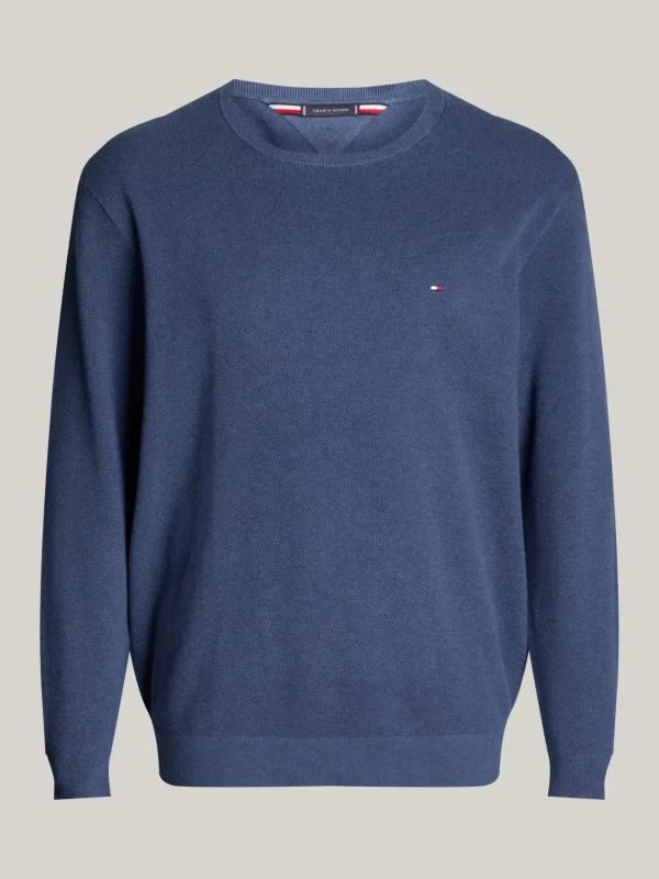 Tommy Hilfiger Plus Strukturstrick-Pullover aus Baumwolle AEGEAN SEA HEATHER Clearance