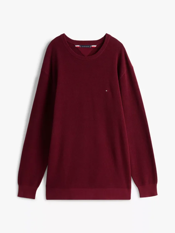 Tommy Hilfiger Plus Strukturstrick-Pullover aus Baumwolle DEEP ROUGE Shop