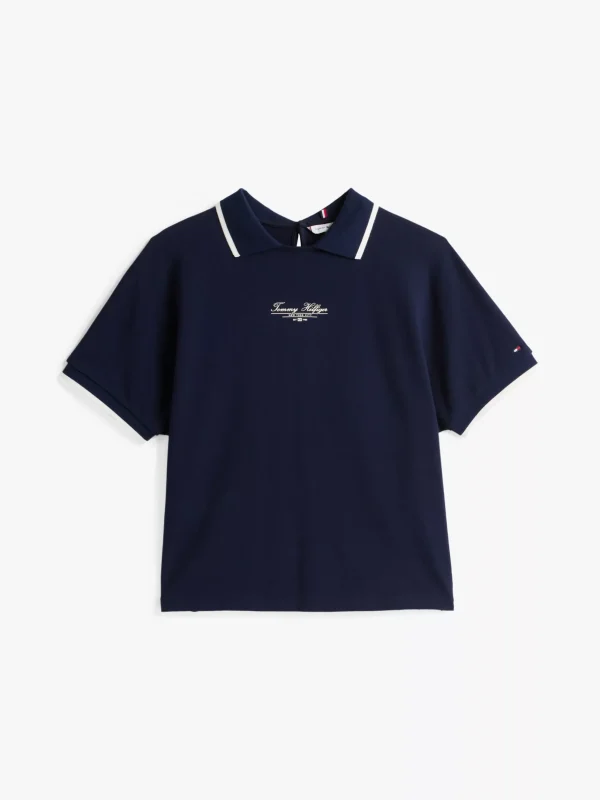 Tommy Hilfiger Polohemd mit Logo und Rundhalsausschnitt DARK NIGHT NAVY Flash Sale