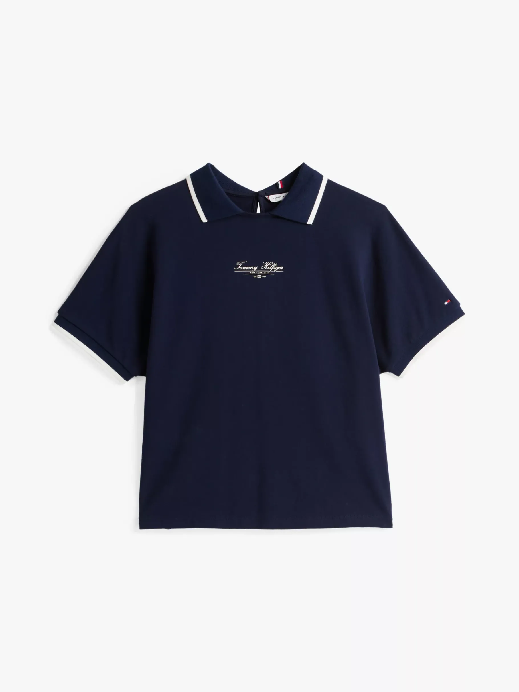 Tommy Hilfiger Polohemd mit Logo und Rundhalsausschnitt DARK NIGHT NAVY Flash Sale