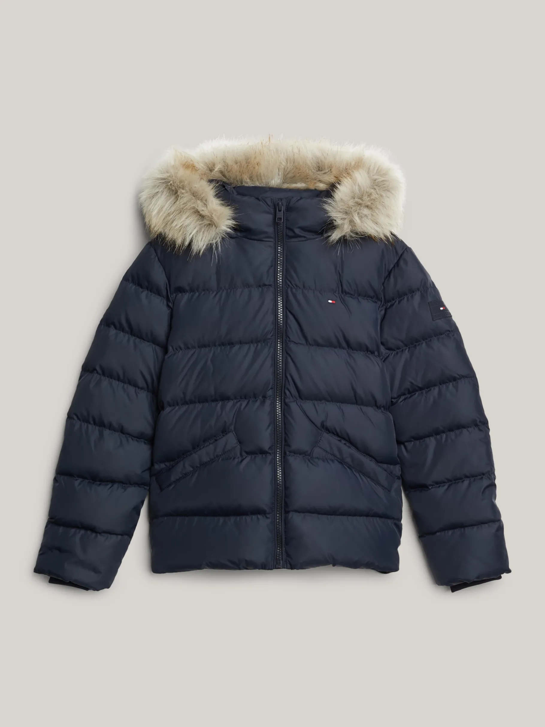 Tommy Hilfiger Puffer-Daunenjacke mit Kunstpelz an Kapuze DESERT SKY Cheap