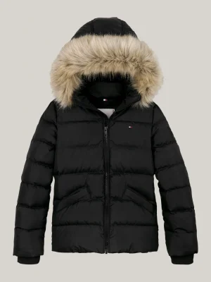 Tommy Hilfiger Puffer-Daunenjacke mit Kunstpelz an Kapuze BLACK Discount