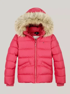 Tommy Hilfiger Puffer-Daunenjacke mit Kunstpelz an Kapuze HERITAGE PINK New