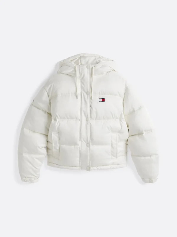 Tommy Hilfiger Puffer-Jacke mit Kapuze und Logo-Print ANCIENT WHITE Cheap