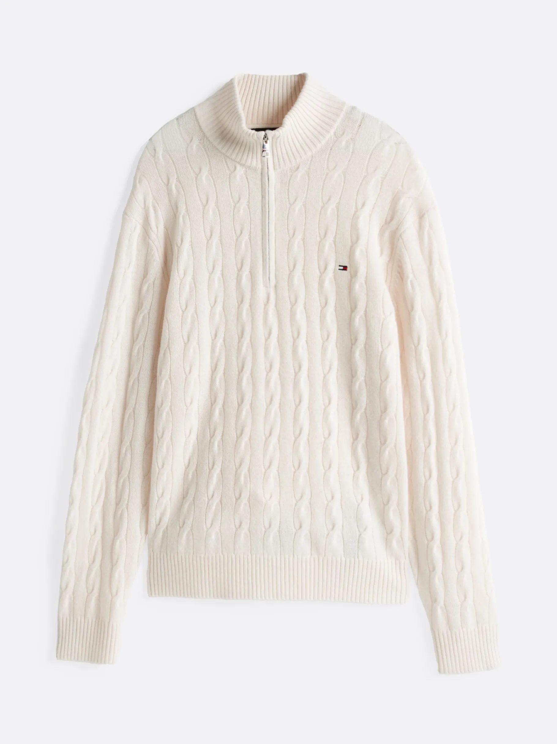 Tommy Hilfiger Pullover aus reiner Wolle mit Zopfmuster IVORY Store