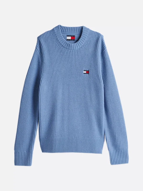 Tommy Hilfiger Pullover aus Rippstrick mit Tommy-Badge COLORADO BLUE Sale