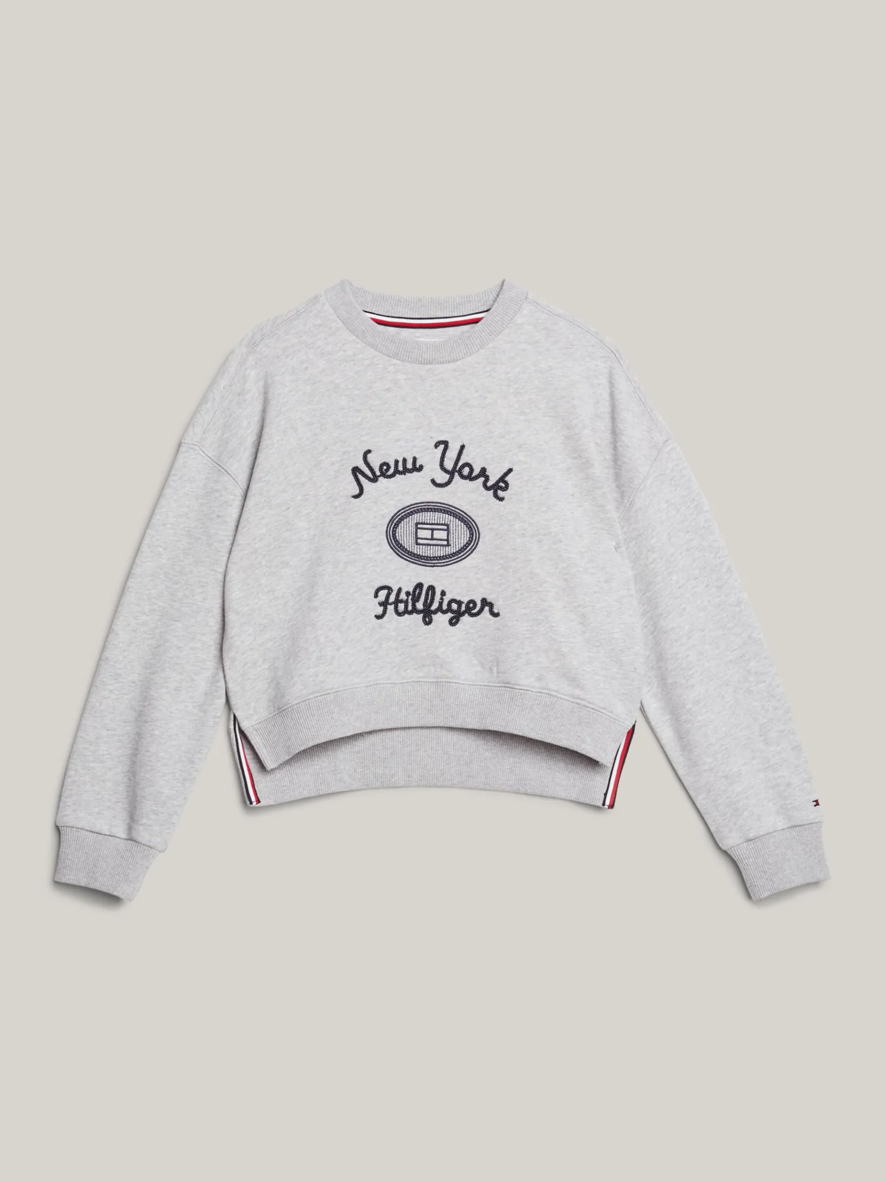 Tommy Hilfiger Pullover mit doppeltem Saum und Struktur-Logo LIGHT GREY HEATHER Cheap